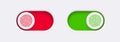 Lock and Unlock toggle switch buttons with fingerprint icon. Material design switch buttons set.